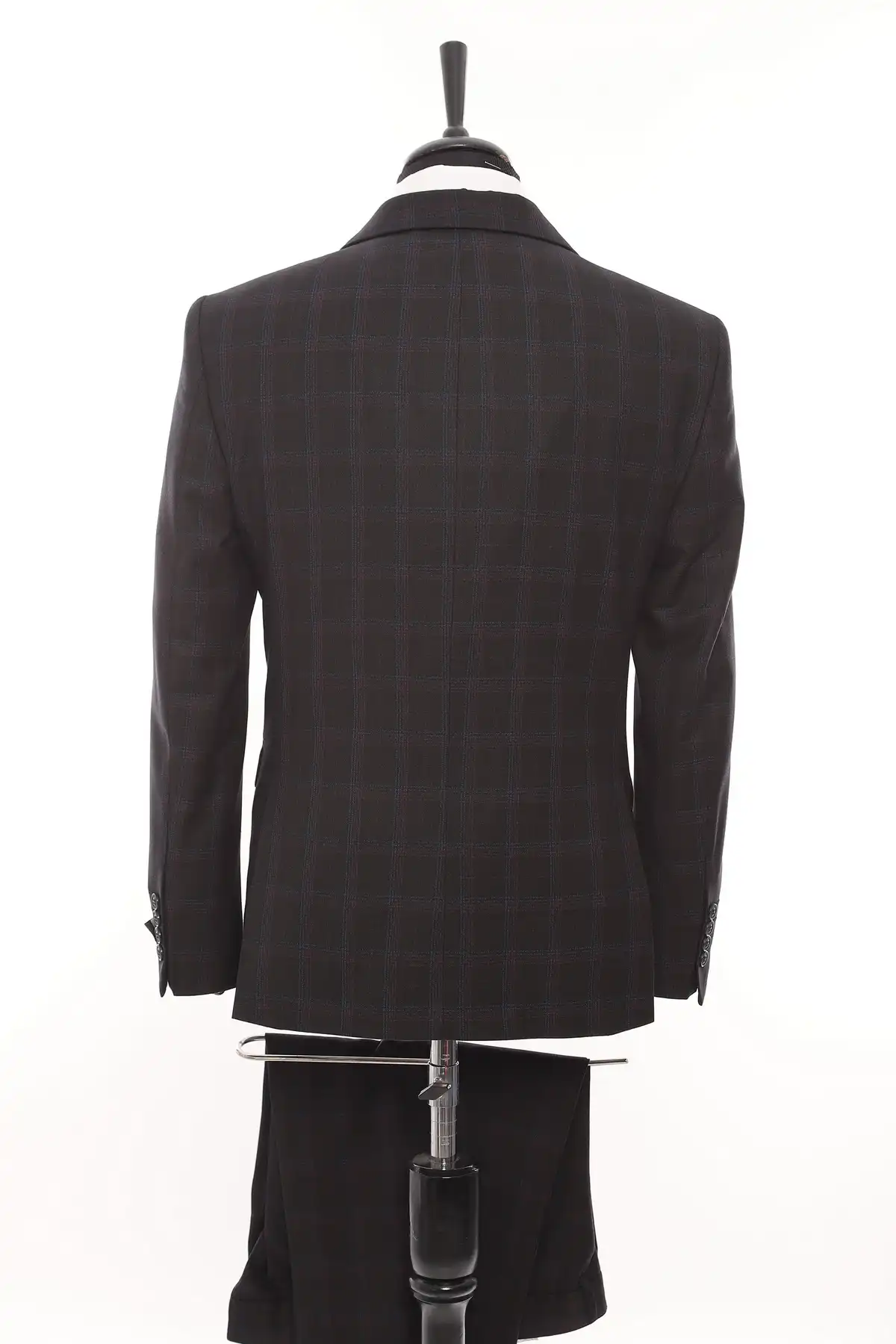 Black Square Patterned Fabric Three Piece Suit
